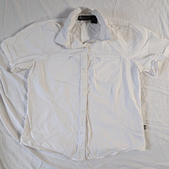 MISTY MOUNTAIN ACTIVEWEAR WOMEN'S SIZE LARGE WHITE SHORT SLEEVE BUTTON FRONT - Picture 14 of 16